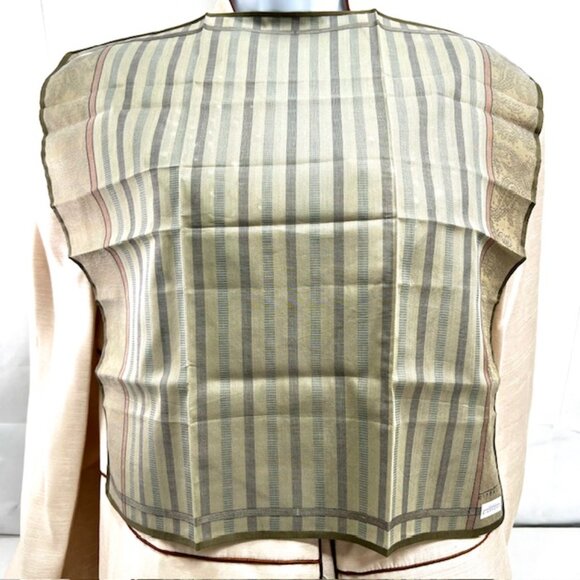 New Ta on GIVENCHY Men Handkerchief 18" Silk Cotton Olive green brown stripe(97) - Picture 2 of 7